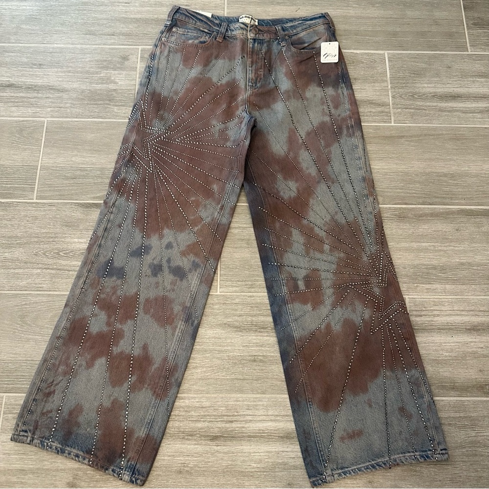 NWT We The Free Aurora Mid-Rise Straight Jean Free People Crystal Purple Dye 28 - Picture 4 of 4